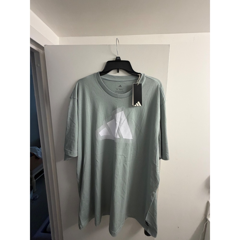 Adidas Mens Sportswear Graphic Logo T-Shirt Sage Green 2XL New with Tags